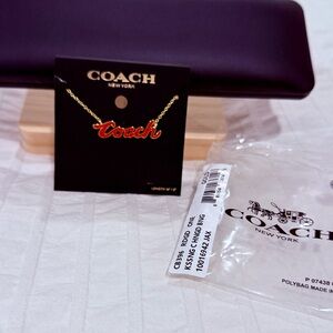 Coach Red Script Necklace